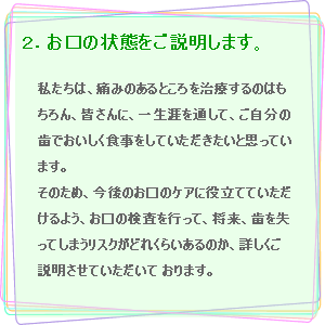 ２．お口の状態をご説明します。